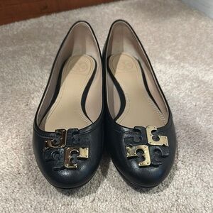 Tory Burch Black Leather Flats
